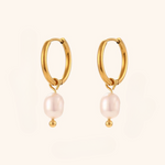 Load image into Gallery viewer, Serae Pearl Hoop Earrings
