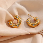 Load image into Gallery viewer, Ensera Gold CZ Earrings
