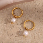Load image into Gallery viewer, Serae Pearl Hoop Earrings
