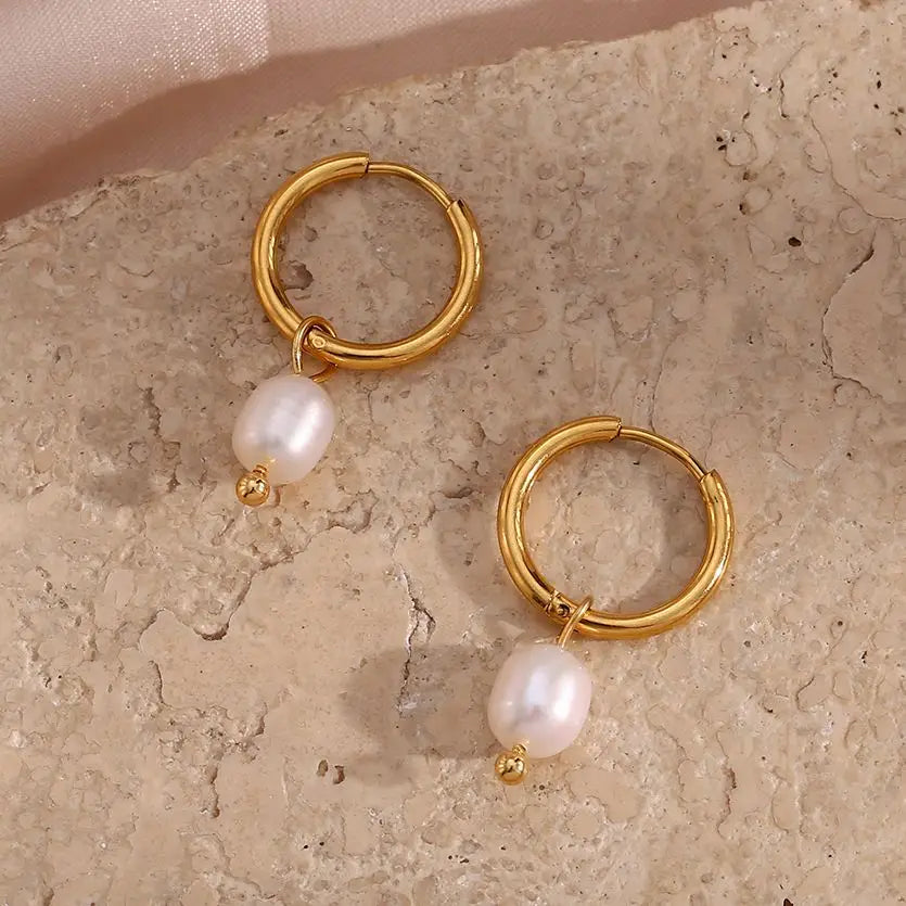 Serae Pearl Hoop Earrings