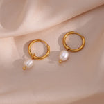 Load image into Gallery viewer, Serae Pearl Hoop Earrings
