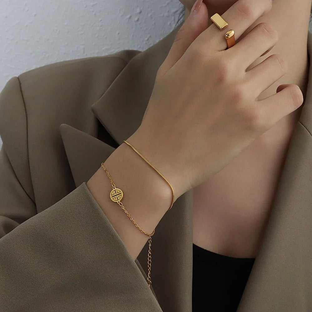 Sunen Gold Snake Chain Bracelet