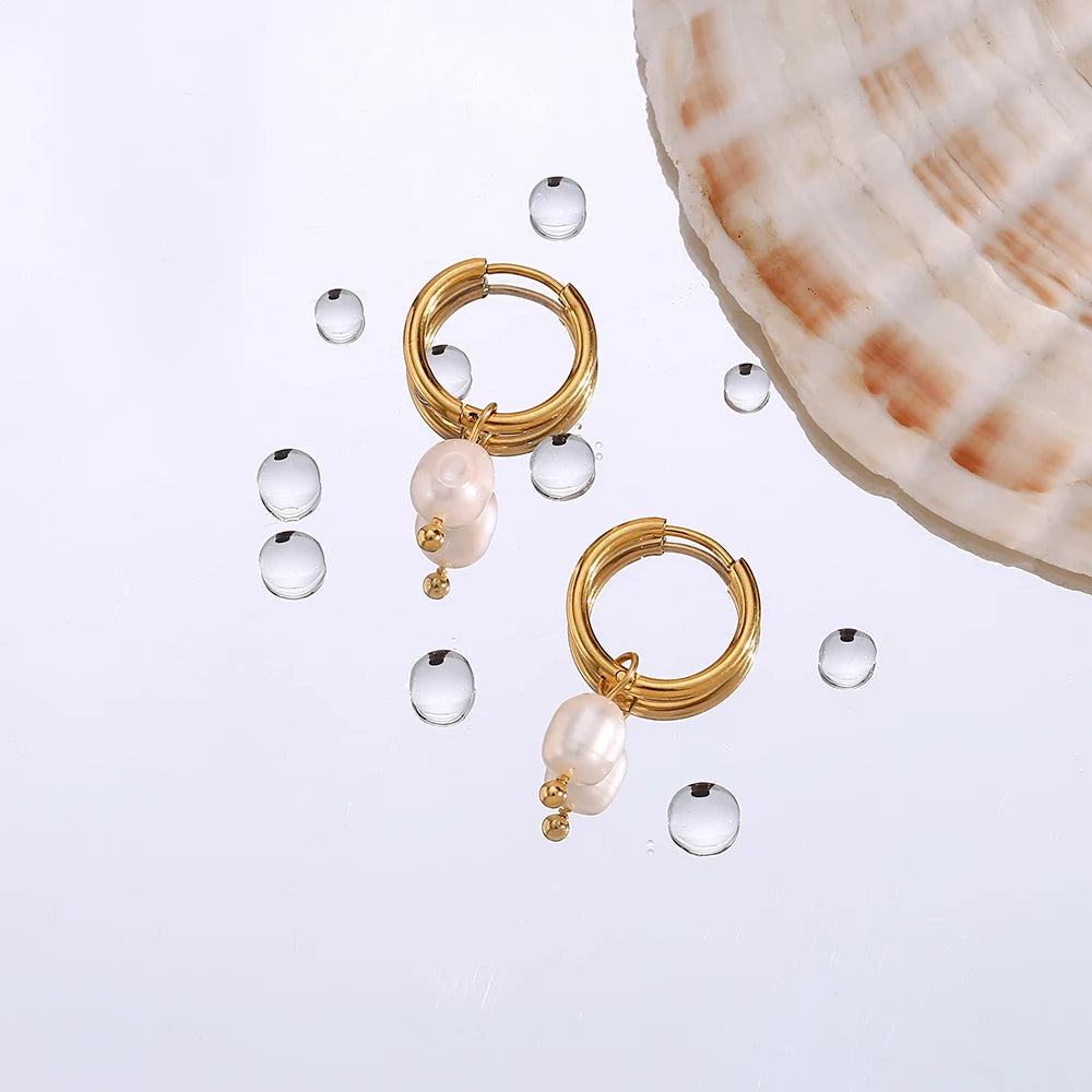 Serae Pearl Hoop Earrings