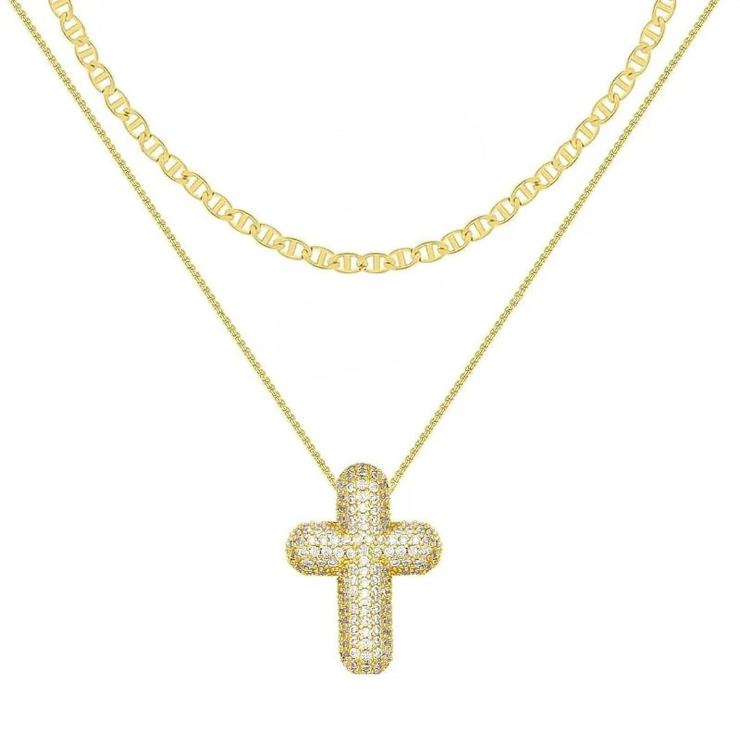CZ Bubble Cross Necklace